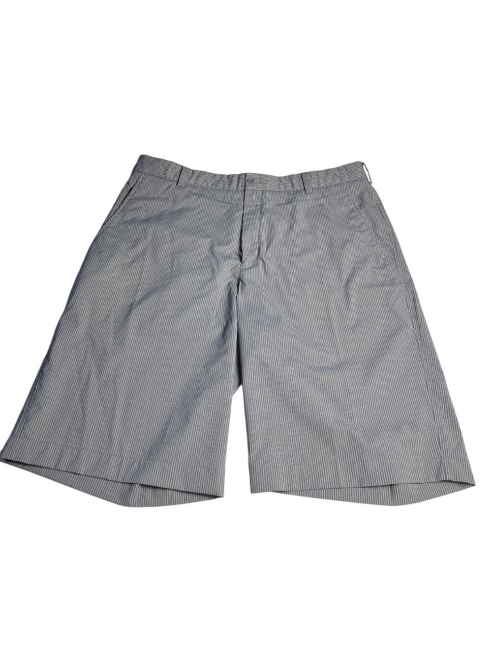 Nike Golf Mens 36 Grey  Pinstripe Stretch Chino Shorts Flat Front preppy casual